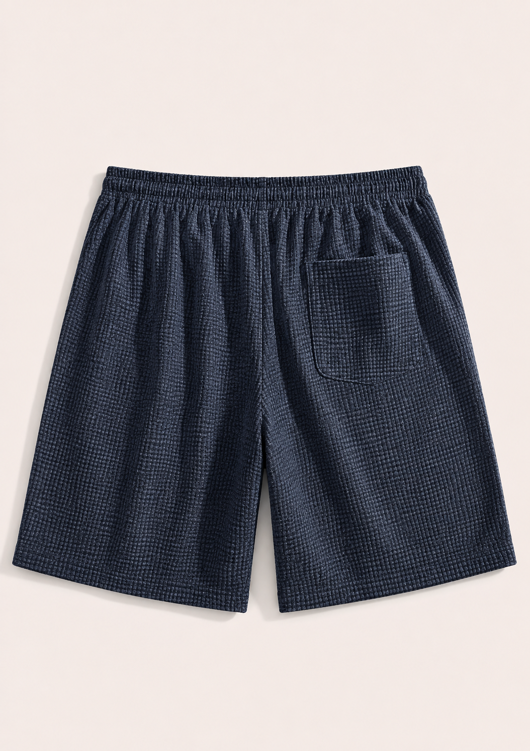 Men's Premium Textured Elastic Waist Casual Shorts with Drawstring & Back Pocket