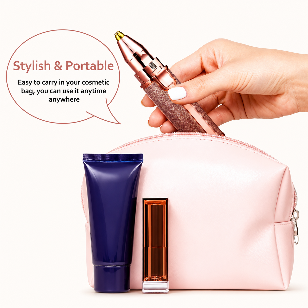 2-in-1 Rechargeable Eyebrow & Facial Hair Remover for Women | USB Portable Painless Trimmer | Flawless Precision Shaver (Rose Gold Rainbow)