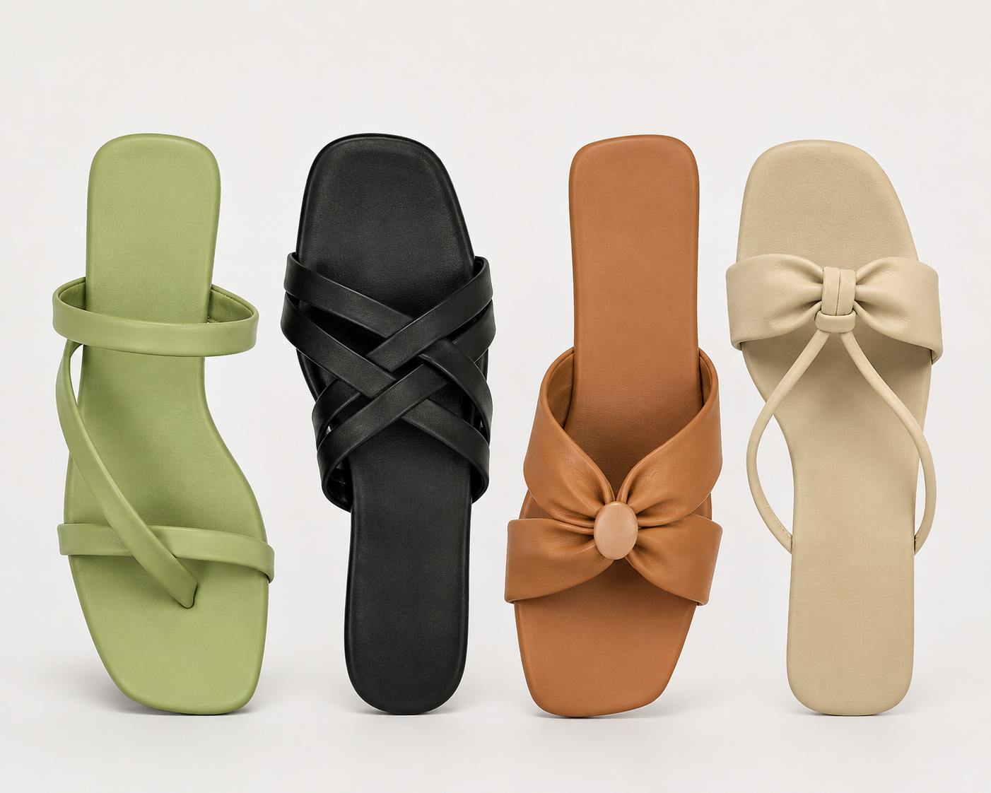 Women's 4 Stylish Flat Slide Slippers combo | Soft Comfort Casual Sandals | Trendy Multi-Color Slip-On