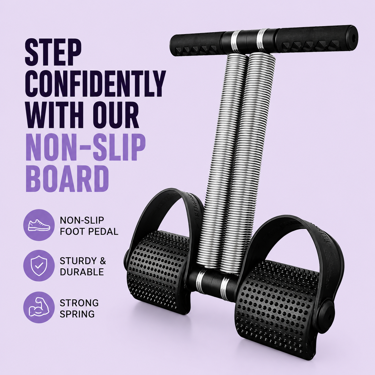 Premium Double Spring Tummy Trimmer Resistance Exerciser | Full Body Home Workout Equipment with Non-Slip Foot Pedals & Foam Grip Handle