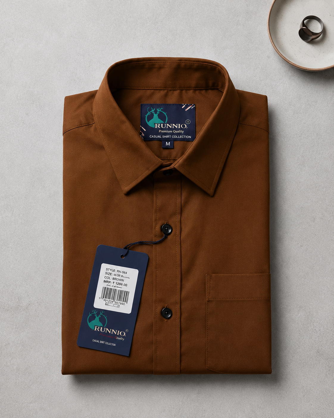 Premium Men's Solid Brown Casual Cotton Shirt | Full Sleeve Regular Fit Formal & Casual Wear