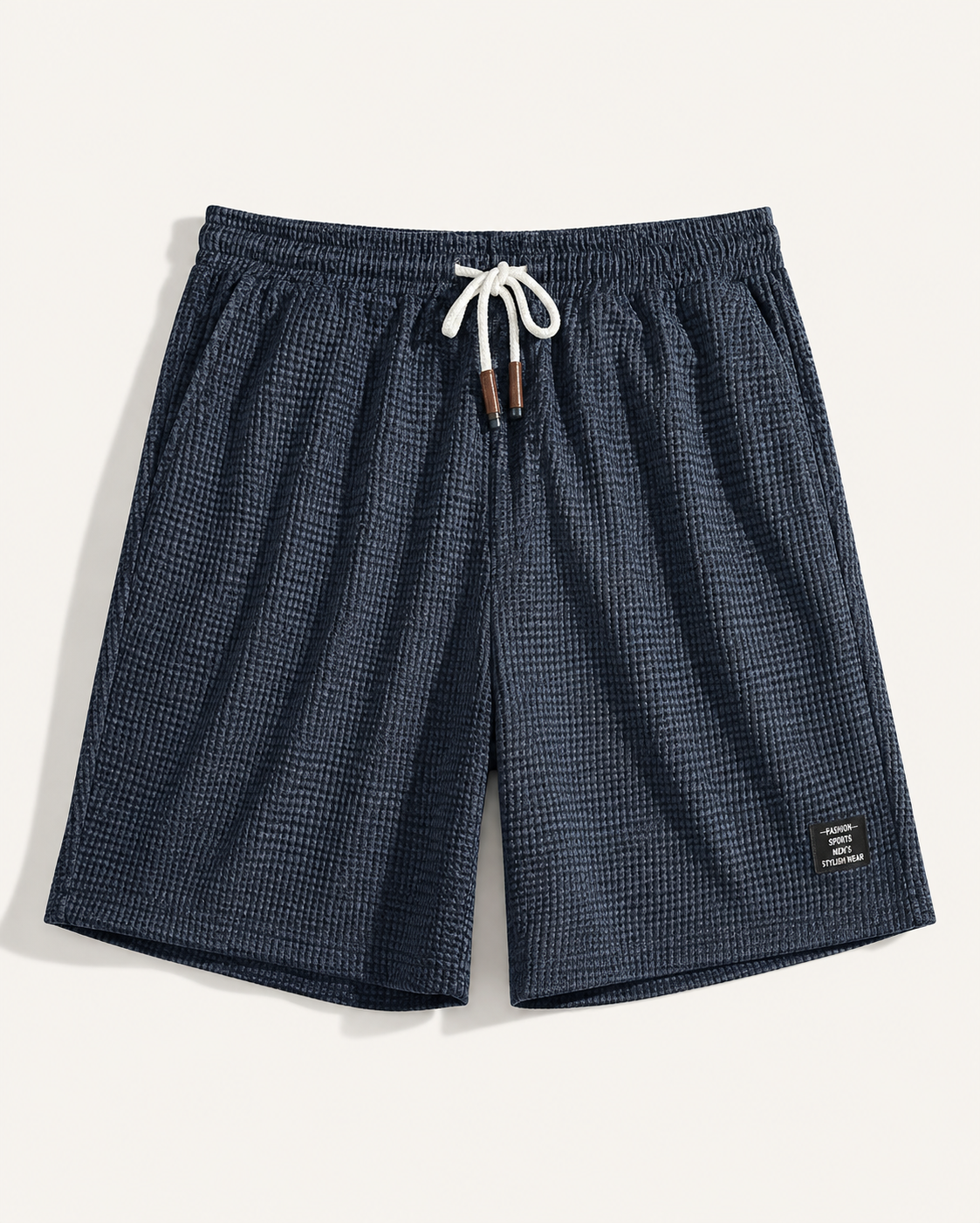 Men's Premium Textured Elastic Waist Casual Shorts with Drawstring & Back Pocket