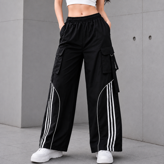 Women's Utility Straight Fit Cargo Pants | High Waist Wide Leg Streetwear Trousers