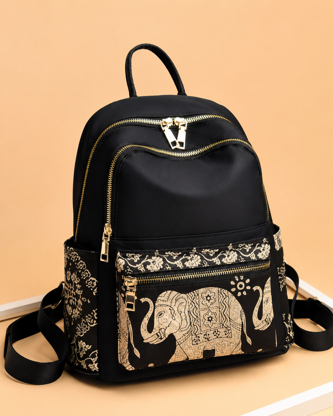 Elegant Elephant Print Women's Backpack | Stylish Multi-Pocket Casual Travel Bag