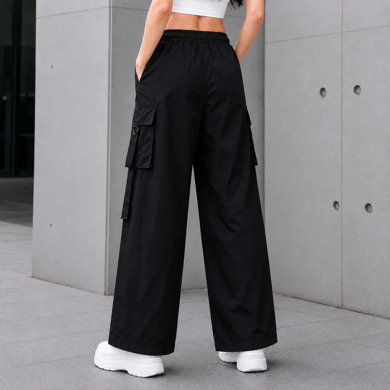 Women's Utility Straight Fit Cargo Pants | High Waist Wide Leg Streetwear Trousers